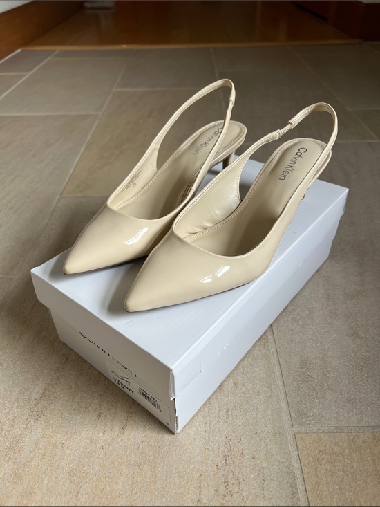 Calvin Klein Shoes - Calvin Klein Women's KC Dainty Ivory Patent Slingback Heels